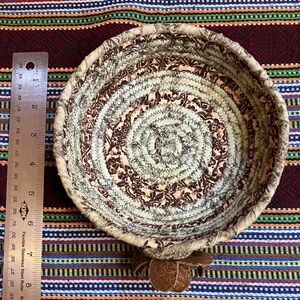 Handmade Brown & Cream Fabric Coil Decorative Basket